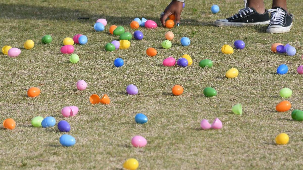 Eggs were strewn on the ground for younger children at the Let’s Move! Columbia Easter Eggstravaganza on April 15.