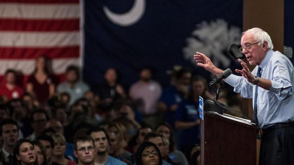 Democratic presidential hopeful Bernie Sanders speaks to voters in Columbia in August.