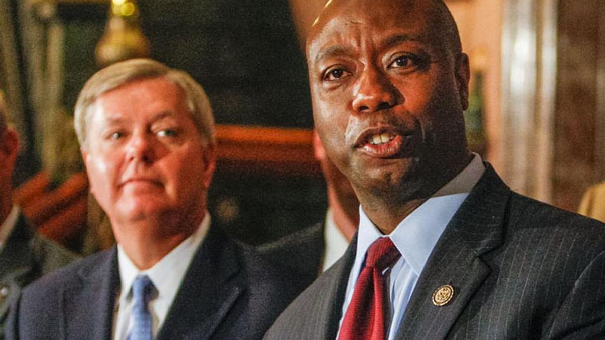 US Sens Lindsey Graham and Tim Scott