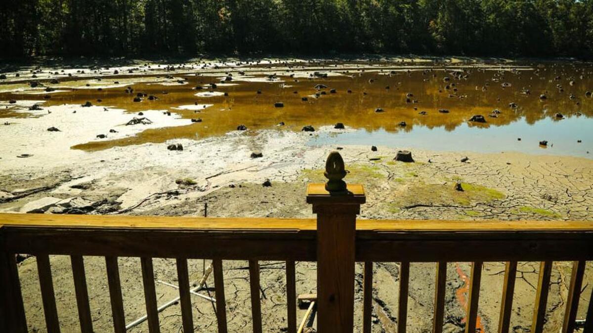 Pine Tree Lake turned into an empty lake bed after the dam breached during the October floods.