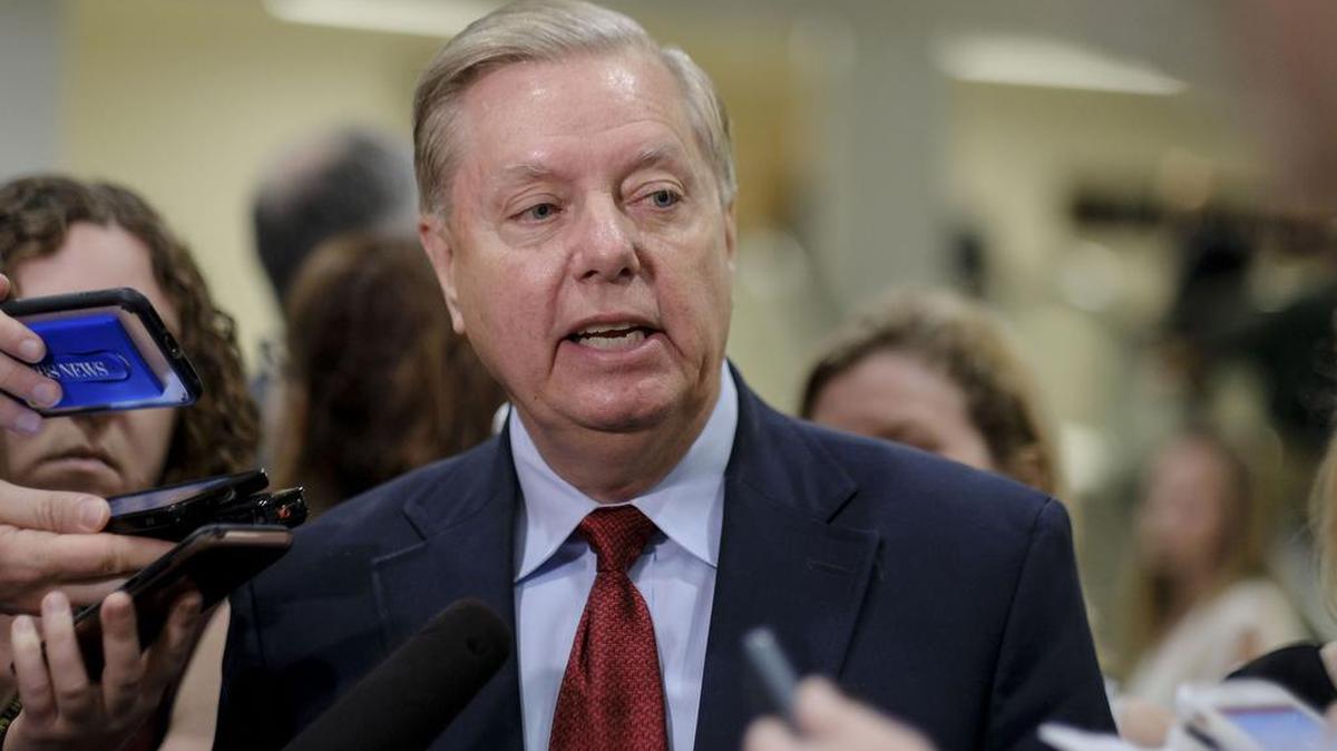 FILE -- Sen. Lindsey Graham (R-S.C.) speaks to reporters on Capitol Hill in Washington, June 20, 2019. Graham suggested that President Donald Trump appoint a special prosecutor to look into former Vice President Joe Biden’s role in the firing of a former prosecutor in Ukraine, and said he had no problem with the president’s call. (Gabriella Demczuk/The New York Times)