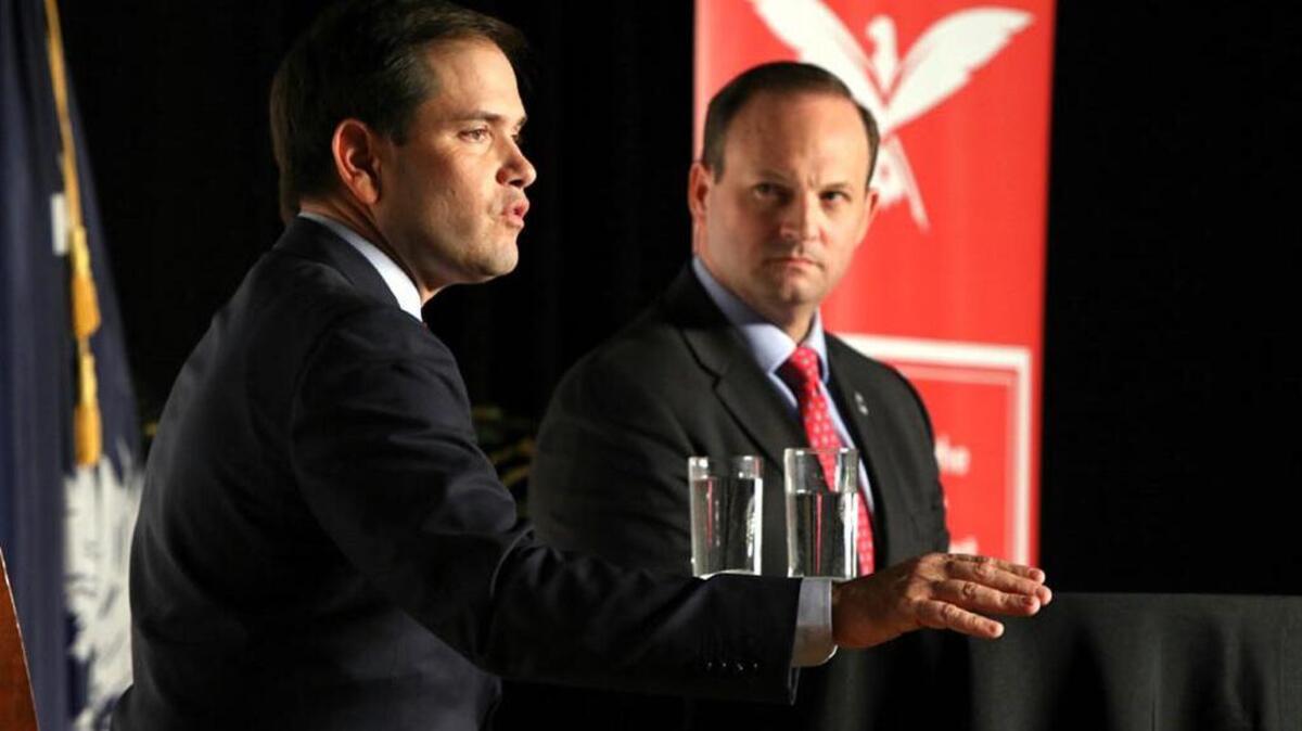 SC Attorney General Alan Wilson hosts presidential candidate Marco Rubio spoke at a political forum in West Columbia.