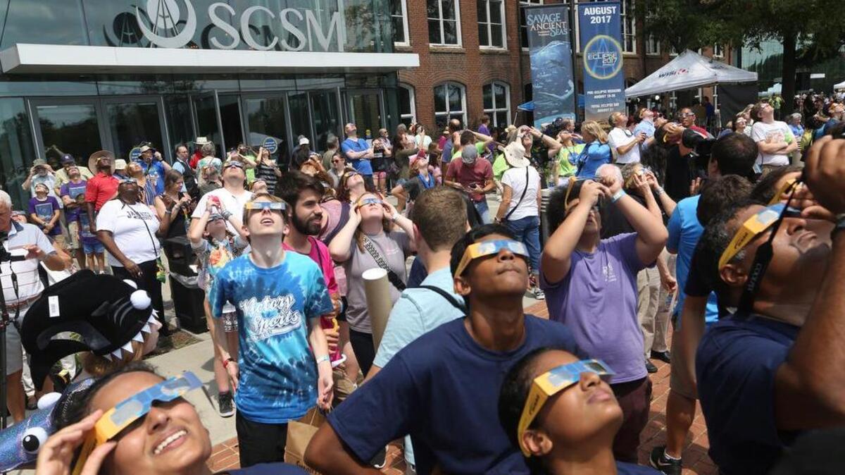 People view the eclipse at the SC State Museum.