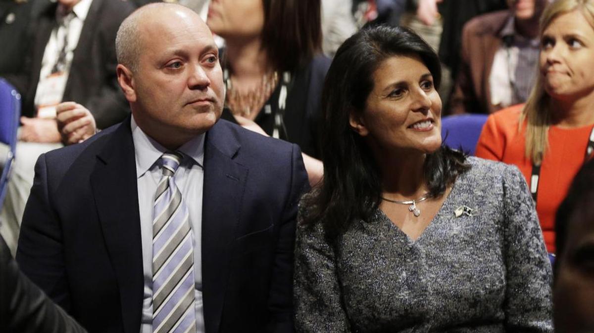 SC Gov. Nikki Haley and her husband at a GOP presidential debate in North Charleston
