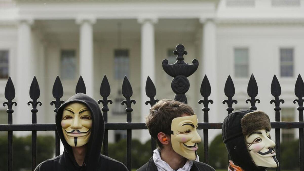 Demonstrators protest corrupt governments and corporations on Guy Fawkes Day, which marks when English authorities arrested Guy Fawkes, the leader of the Gunpowder Plot, a 1605 plant to blow up Houses of Parliament.
