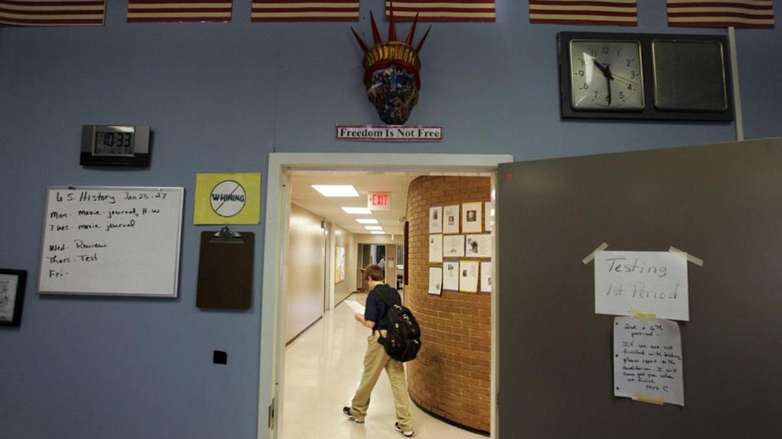 A student walks to class at Greenville Technical Charter High School in this 2006 file photo. The author of this essay argues for more schools like this on technical college campuses.