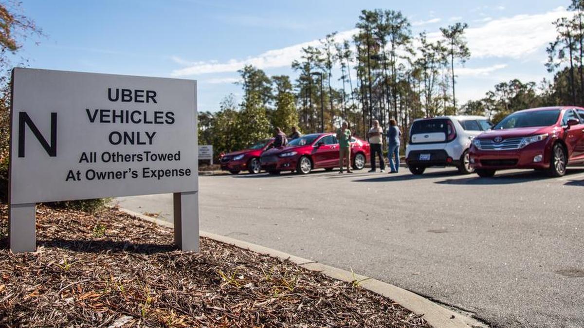 The Myrtle Beach International Airport’s 16-spot staging lot for Uber drivers.