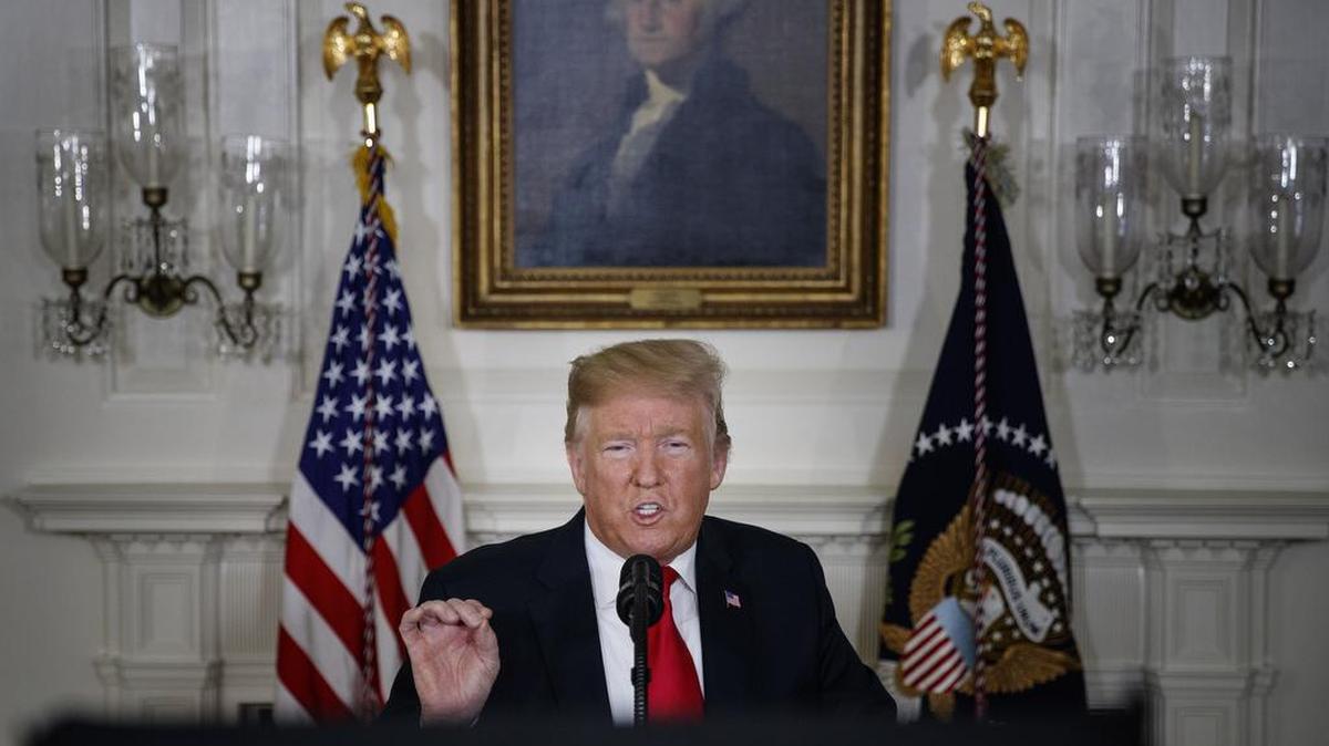In an announcement aimed at shifting pressure to Democrats to end the partial government shutdown, President Donald Trump offers to extend deportation protections for immigrants in the United States illegally in exchange for $5.7 billion for a border barrier, at the White House in Washington, Jan. 19, 2019. A day later, Trump took to Twitter to attack House Speaker Nancy Pelosi (D-Calif.) for turning down his offer, even as Vice President Mike Pence appeared to open the door to negotiations over the plan.