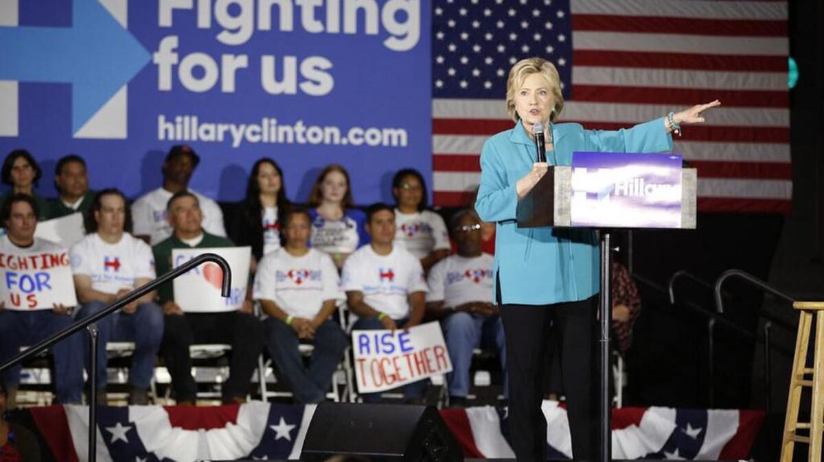 Democratic presidential candidate Hillary Clinton