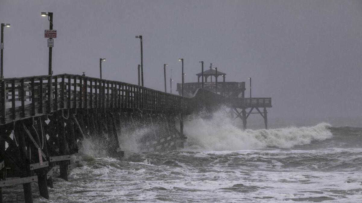 The Cherry Grove Pier is lashed by waves during high tide. As Hurricane Dorian approached North Myrtle Beach on Thursday reported tornados damaged buildings and a lashing rain brought flash flooding to area roads. Thursday Sept. 05, 2019.
