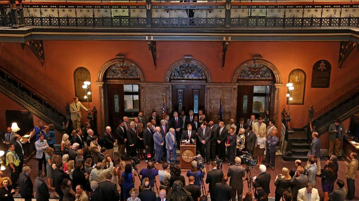SC legislators hold a news conference this spring at the State House.