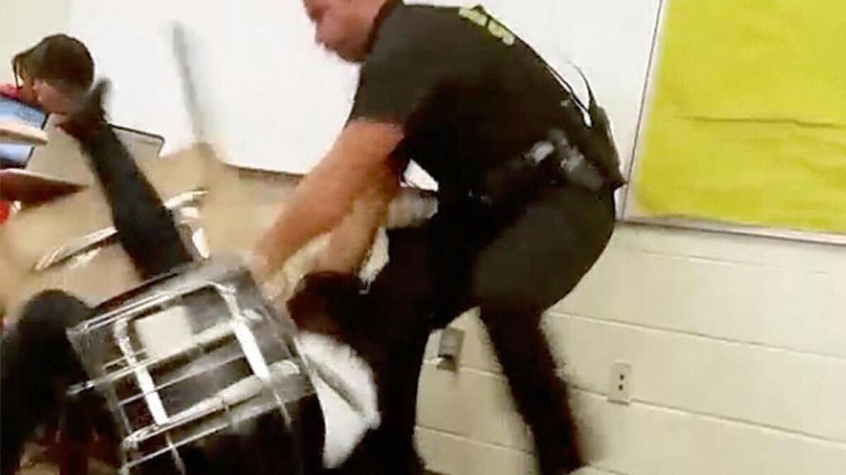 Student video shows then-Richland County senior Deputy Ben Fields trying to remove a student who refused to leave her Spring Valley High School math class.