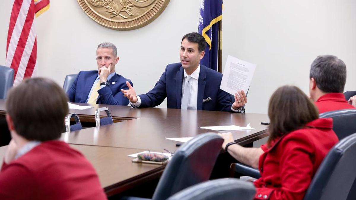 Rep. Seth Rose, D-Richland, speaks to educators during a meeting last December to discuss the Teacher Bill of Rights.
