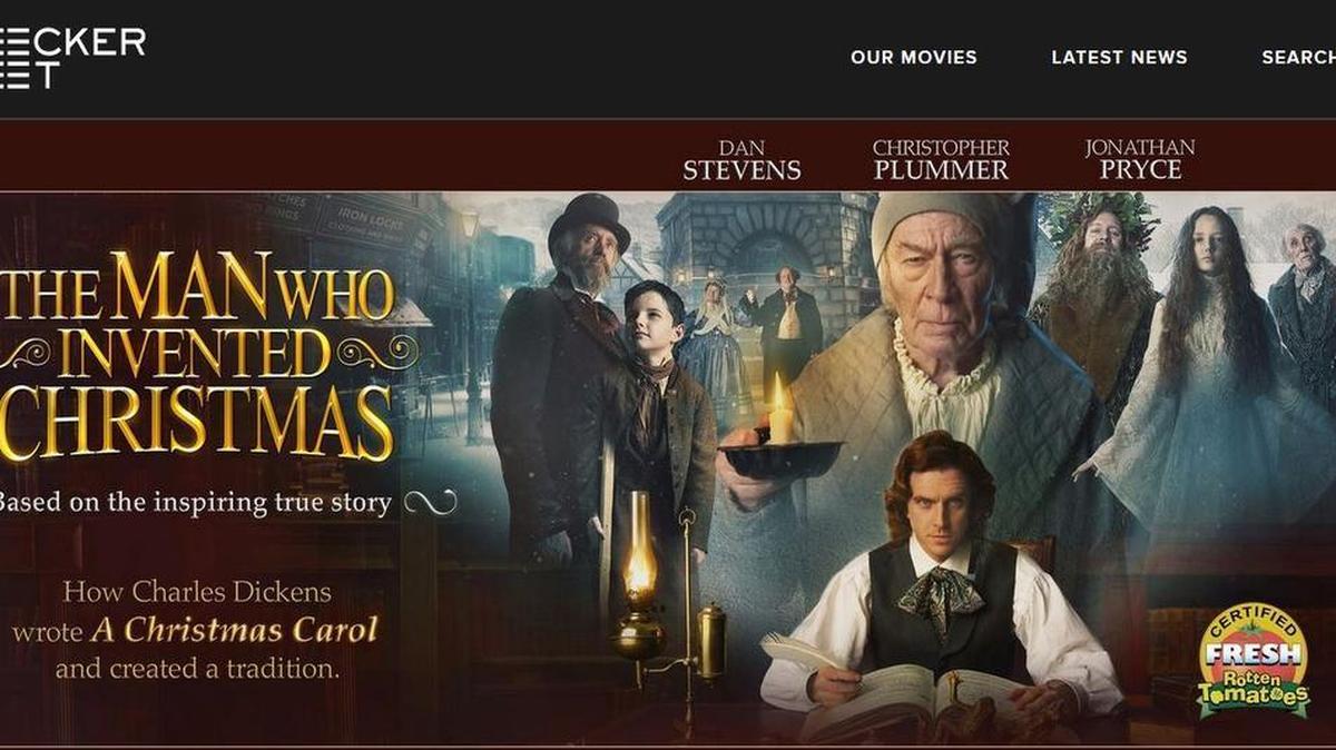This screenshot is from the website for a movie about Charles Dickens.