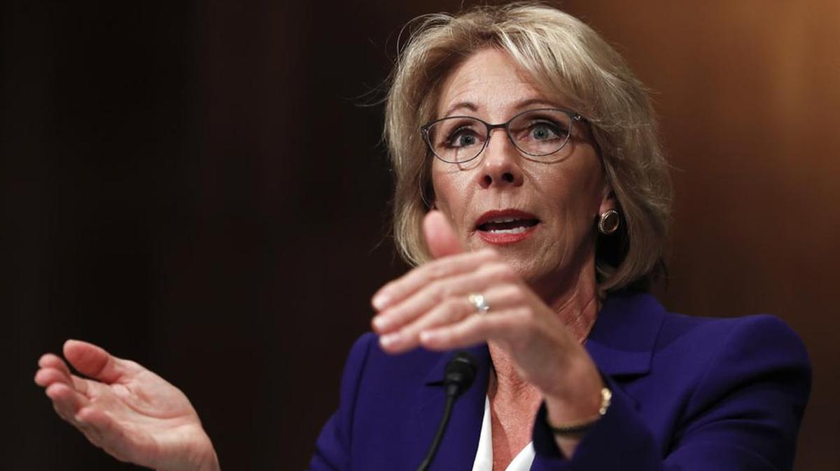 Education Secretary-designate Betsy DeVos testifies at her confirmation hearing Tuesday before the Senate Health, Education, Labor and Pensions Committee.