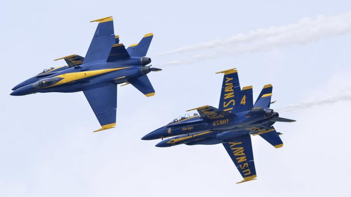 Four Blue Angels make a pass during the Marine Corps Air Station Beaufort Air Show in April.