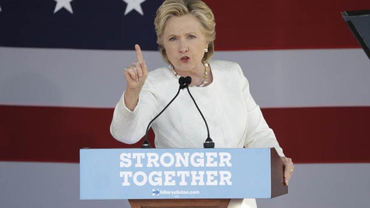 Democratic presidential candidate Hillary Clinton