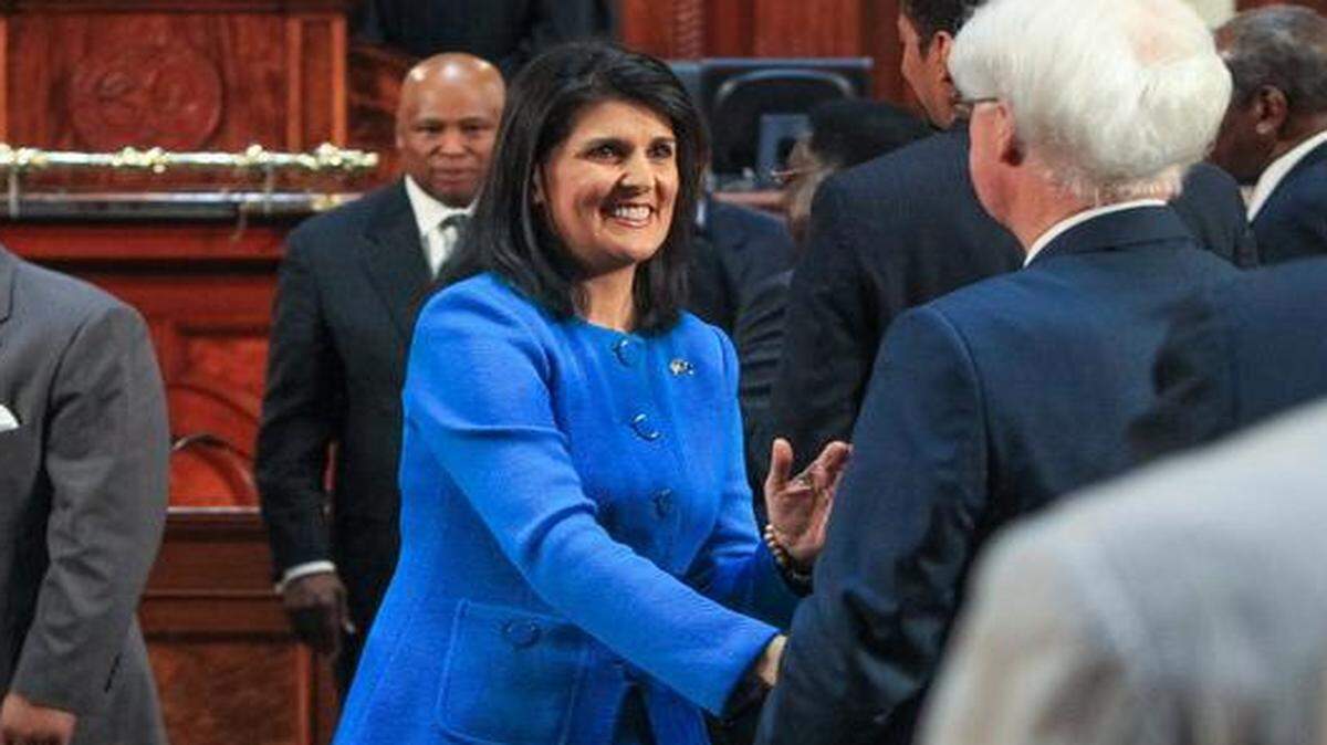 
Gov. Nikki Haley leaves the House chamber after unveiling her tax-cut-for-roads plan in her State of the State address in January.
