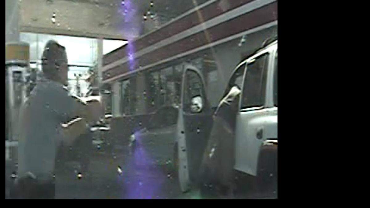 
This image is from the SC Highway Patrol dash cam shows then-Trooper Sean Groubert shooting Levar Jones during a traffic stop last fall in Columbia; Mr. Groubert was fired and charged in the shooting.
