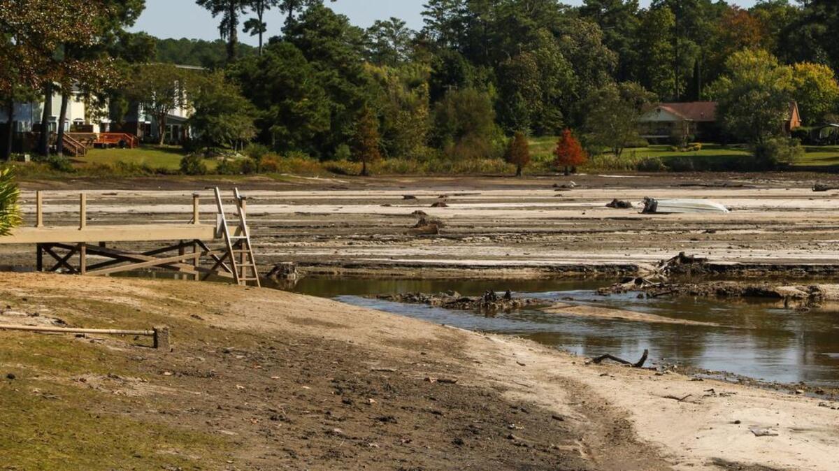 Cary Lake was a muddy plane in October after its dam broke following record rainfall.