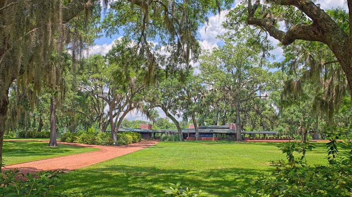 The only Southern plantation designed by Frank Lloyd Wright, Auldbrass Plantation, is a privately owned estate located in Yemassee.