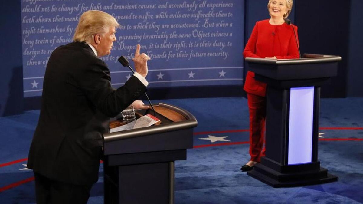 Democrat Hillary Clinton and Republican Donald Trump in their first debate.
