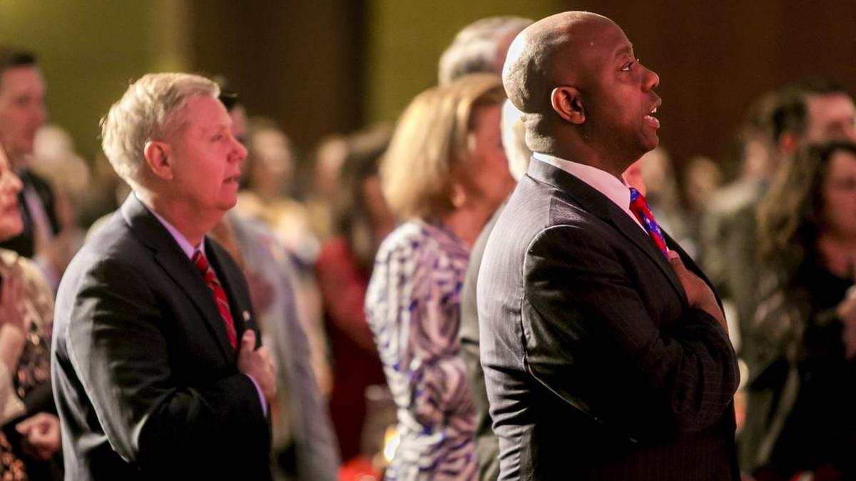 US Sens Lindsey Graham and Tim Scott