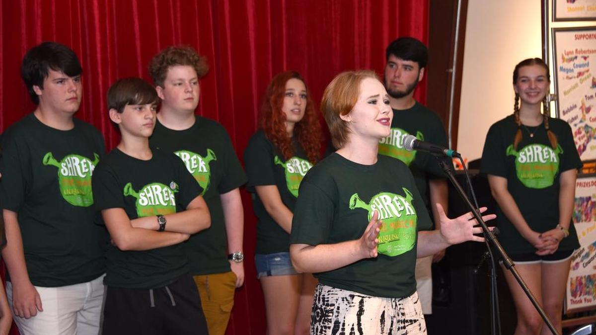 A group of Columbia Children’s Theatre students performs at last year’s Young Artists Festival.