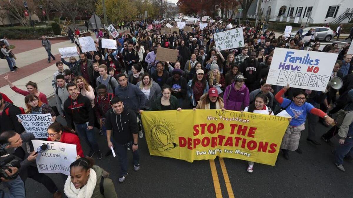 Rutgers students protest President-elect Donald Trump’s positions.