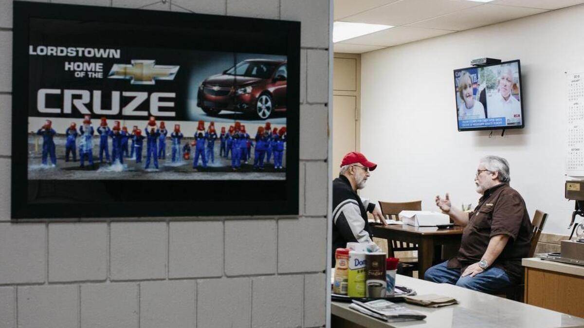 A break room at the United Automobile Workers Local 1112 office in Warren, Ohio, near the General Motors plant in Lordstown, Nov. 27, 2018. In a region where the president vowed that manufacturing jobs were coming back, the idling of a Chevrolet plant and its 1,600 workers is a major blow.