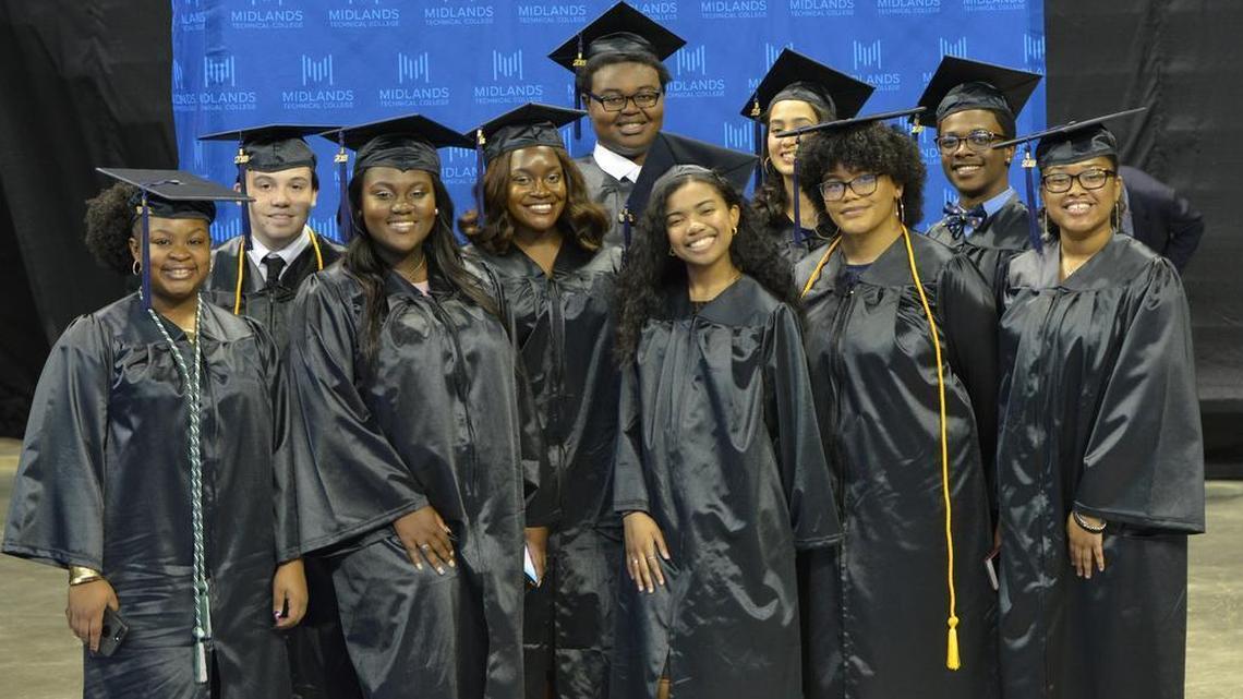 The first class of the Fairfield School District STEM Program graduated from Midlands Tech on May 9 with associate degrees in science or arts or certificates in general college students.