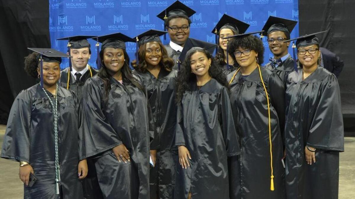 The first class of the Fairfield School District STEM Program graduated from Midlands Tech on May 9 with associate degrees in science or arts or certificates in general college students.