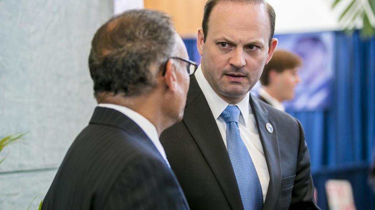 Attorney General Alan Wilson chats at the Republican Silver Elephant dinner in May.