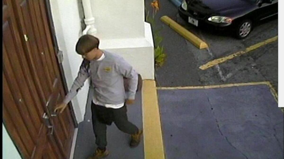 
A photo from security footage released by the Charleston Police Department shows Dylann Storm Roof entering Emanuel African Methodist Episcopal Church in Charleston before killing nine people.

