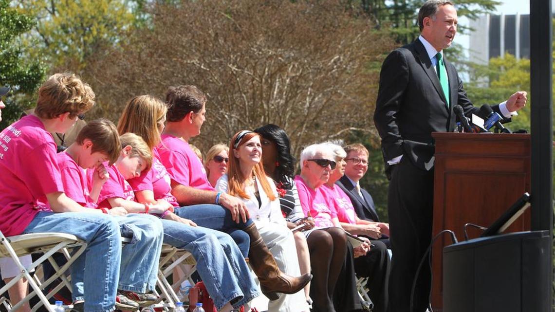 
SC Sen Joel Lourie speaks at a rally to support Emma's Law, which increased penalties for drunken drivers and required repeat offenders to have ignition interlock devices installed in their vehicles.
