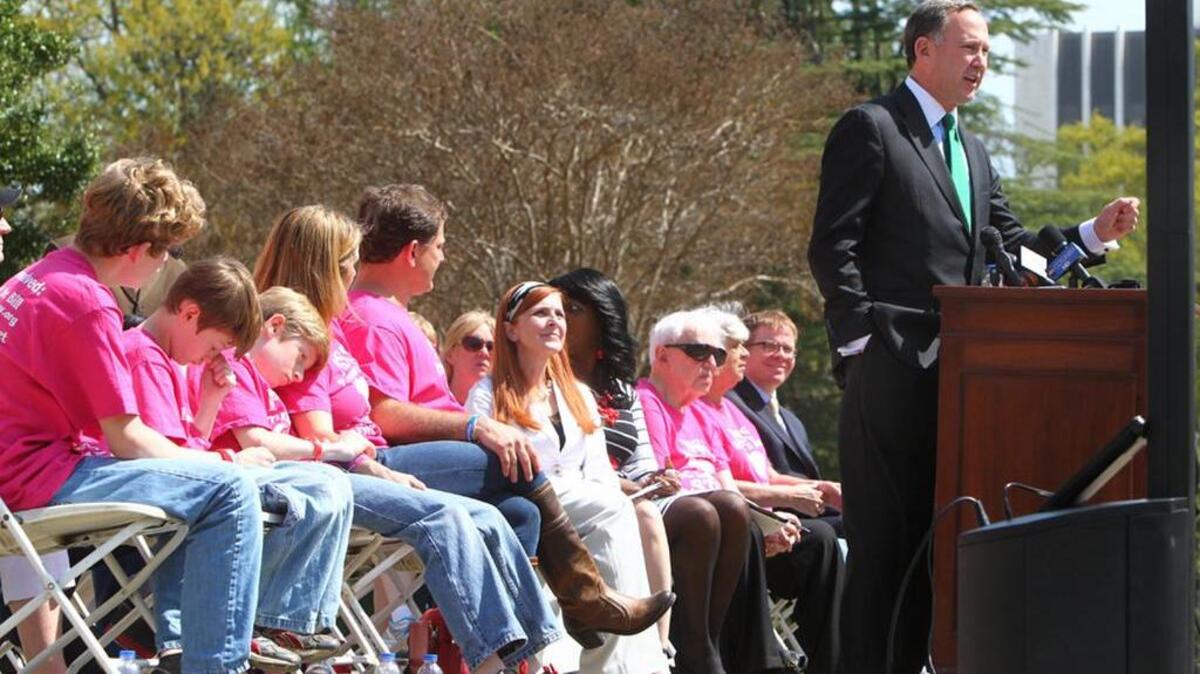 
SC Sen Joel Lourie speaks at a rally to support Emma's Law, which increased penalties for drunken drivers and required repeat offenders to have ignition interlock devices installed in their vehicles.
