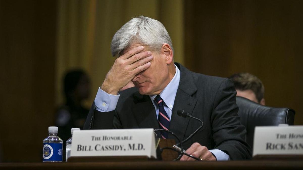 Sen Bill Cassidy listens during a Senate Finance Committee hearing last week on his Graham-Cassidy health proposal, which was the latest of a series of failed GOP efforts to repeal and replace the Affordable Care Act.