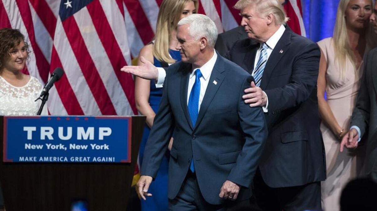 Seeing Republican presidential candidate Donald Trump introduce Indiana Gov Mike Pence as his vice presidential running mate was ‘like watching a guy lose interest in a wedding when the bride appears.’