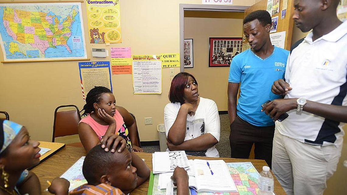 Refugees from the Democratic Republic of the Congo work on their English skills at the Adult Learning Center in Spartanburg in September.