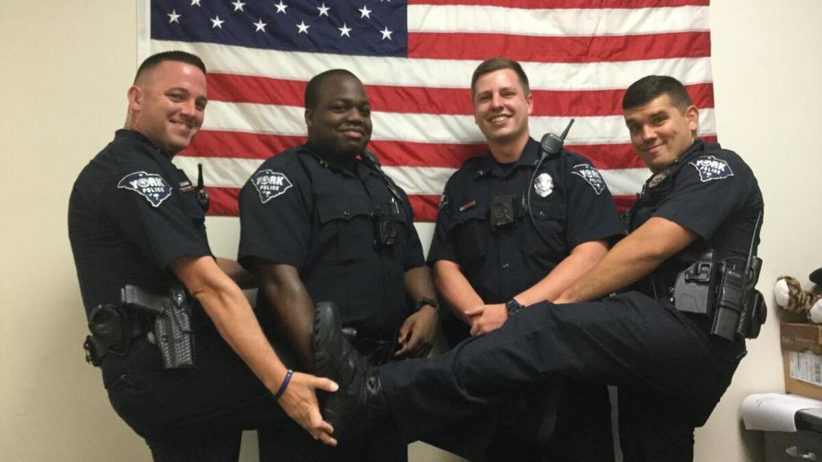 York Police Department officers who danced at a call for service to show the community they care are Cpl. Matt Piper, Officer Jaleel Smith, Officer Hunter Padgett and Cpl. Trinity Redmond.