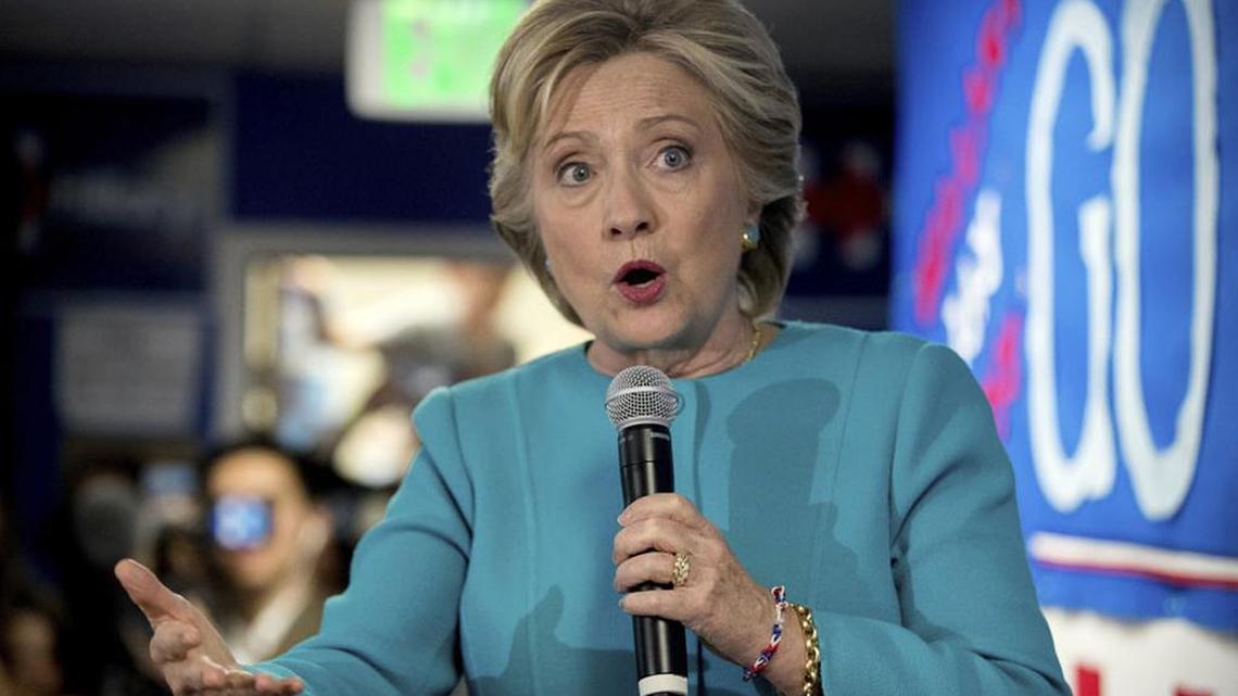 Democratic presidential candidate Hillary Clinton speaks to volunteers last week at a campaign office in Seattle.