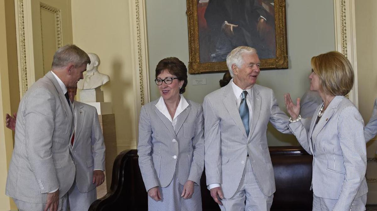 Sens Bill Cassidy, Susan Collins and Shelley Moore Capito (shown here on National Seersucker Day 2015 with Sen Thad Cochran, second from right) are demonstrating how moderates make sense.