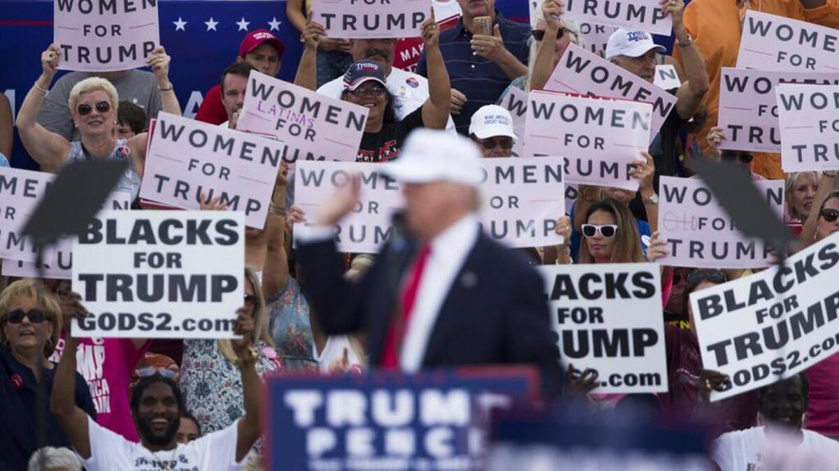 Republican presidential candidate Donald Trump speaks at an Oct 12 campaign rally.