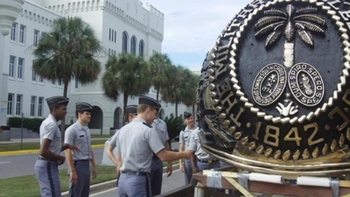 A statue at The Citadel honors ‘the ring.’