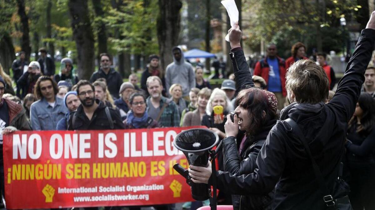 Students in Portland joined a nationwide campus walkout on Thursday to protest President-elect Donald Trump.