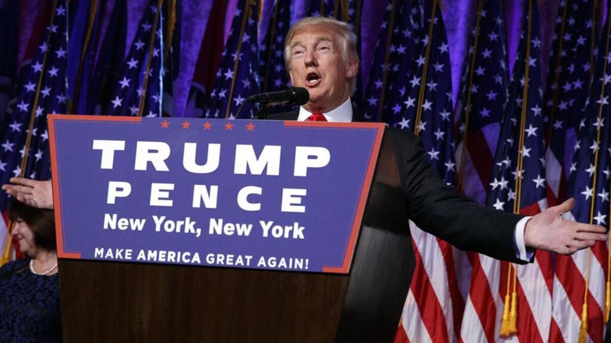President-elect Donald Trump delivers his victory speech early Wednesday morning.