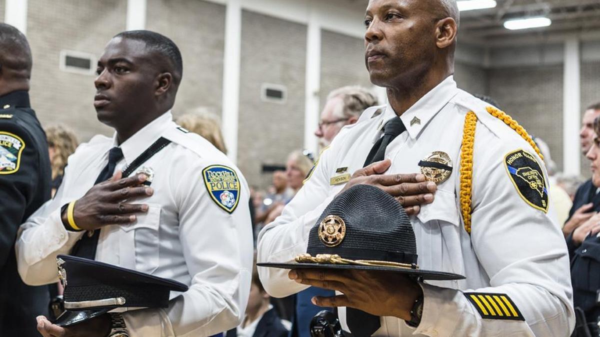 Officers salute fallen comrades during the annual SC Law Enforcement Memorial Ceremony earlier this month.