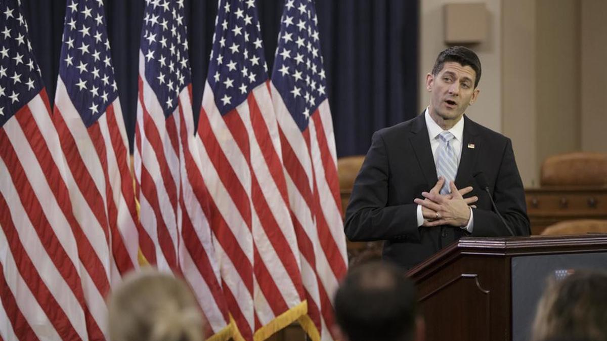 Speaker of the House Paul Ryan decries ugliness and divisiveness in American politics last month in a a veiled but passionate rebuke to GOP presidential front-runner Donald Trump.