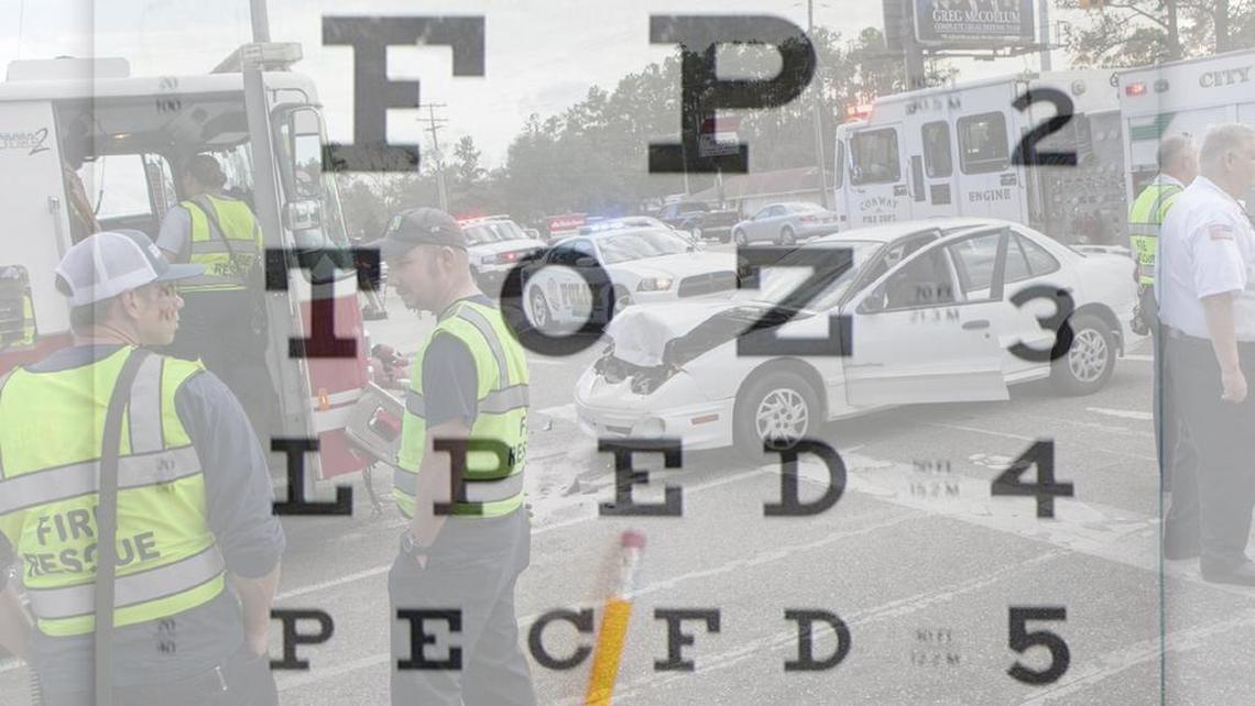 You’re required to take a vision and road sign recognition test if you renew your license in-person in North Carolina.