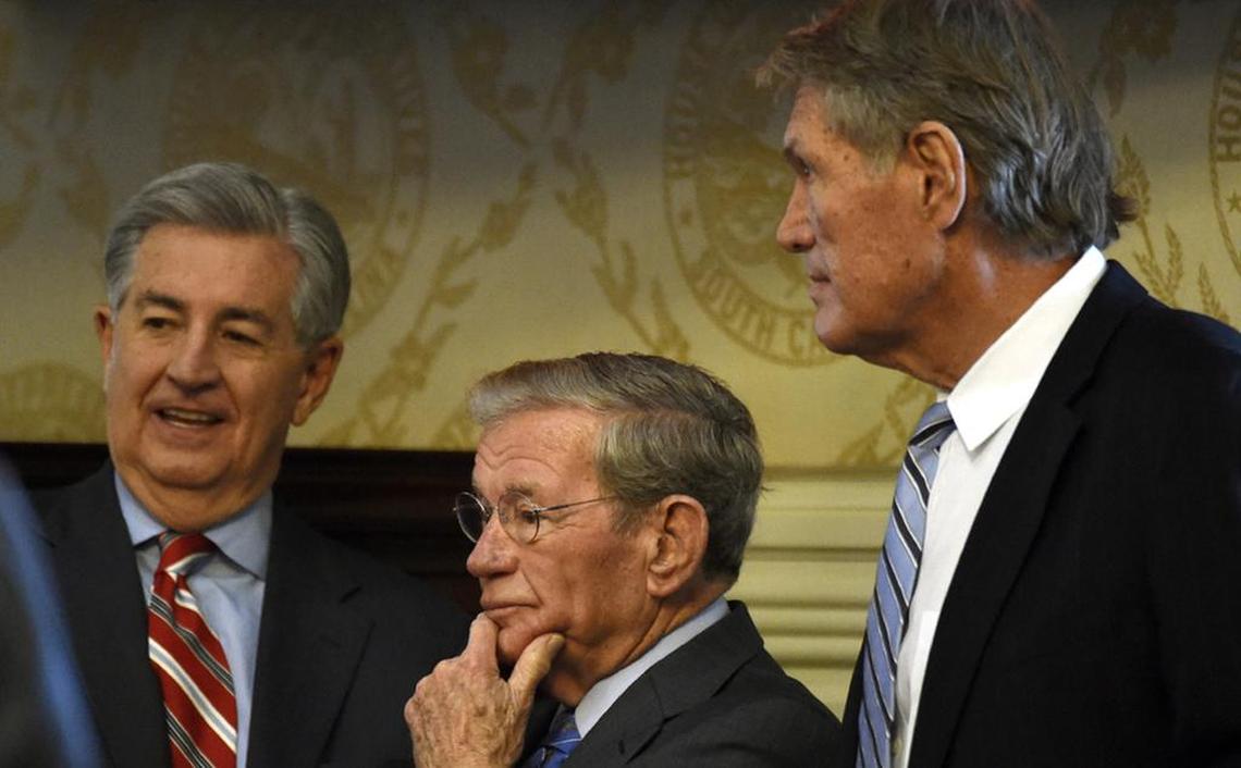 SC Senate Democratic Leader Nikki Setzler attends a joint session along with President Pro Tempore Hugh Leatherman and then-Senate Republican Leader Harvey Peeler.